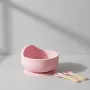 Silicone Baby Dinner Bowl + Wooden Spoon & Fork (Pink)